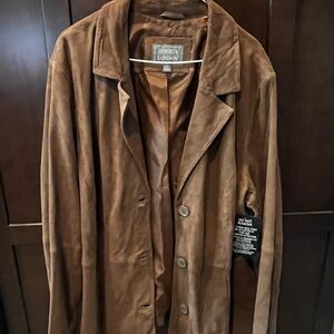 Jessica London Rich Brown Leather Suede Coat